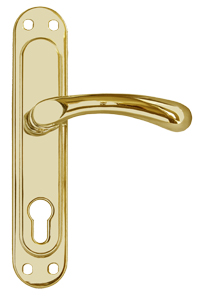 217-72 G Дверная ручка на планке под цил. золото (12)